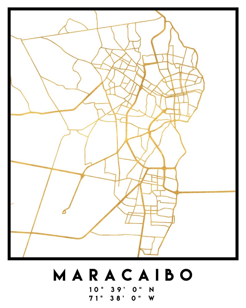 Golden Maracaibo Map by Emiliano Deificus — canvas wall art