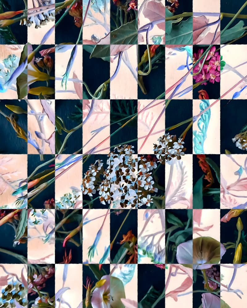 Botanical Checkered Garden by Uma Gokhale — canvas wall art