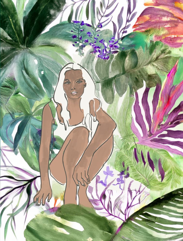 Vibrant Jungle Woman by Beate Tubach — canvas wall art