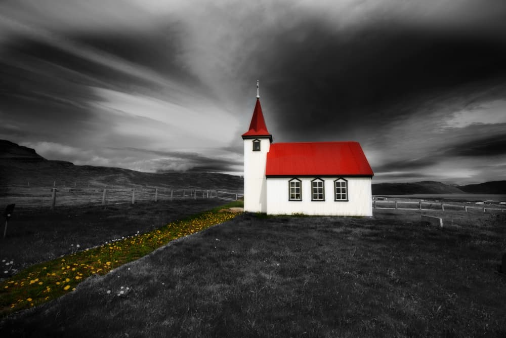 Isolated Red Roof Church by Erik Engström — canvas wall art