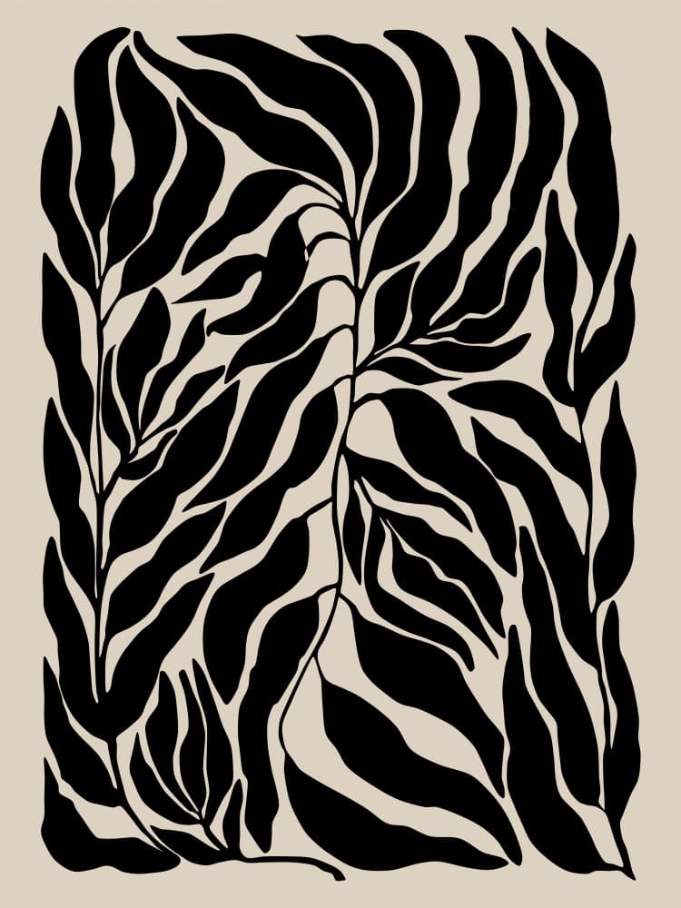 Organic Black Leaves by Elena Ristova — canvas wall art