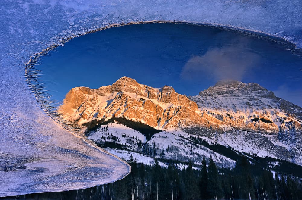 Golden Mountain Reflection by Mei Xu — canvas wall art