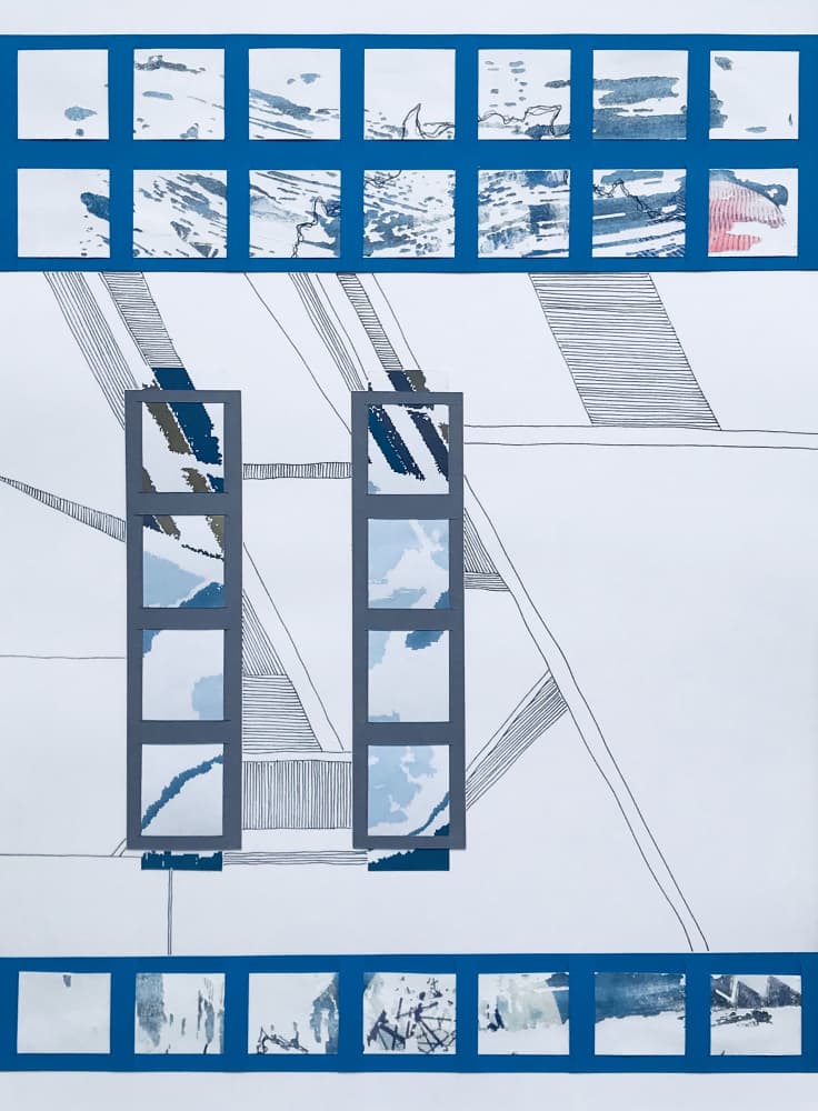 Abstract Blue Architecture by kellymariesmith — canvas wall art