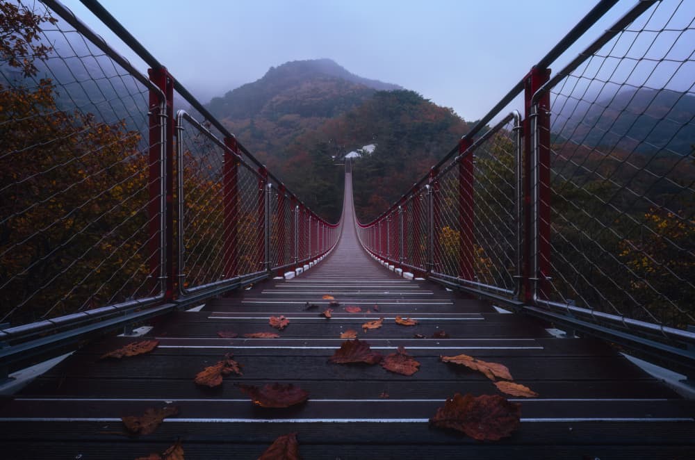 Misty Mountain Bridge by Tiger Seo — canvas wall art