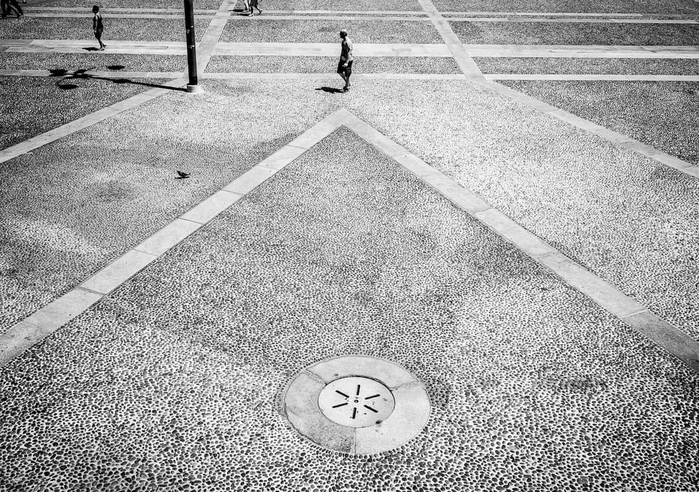 Geometric Plaza Walk by Alessandro L.  Rocchi — canvas wall art