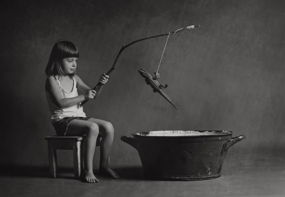 Girl's Imaginative Fishing by Monique — canvas wall art