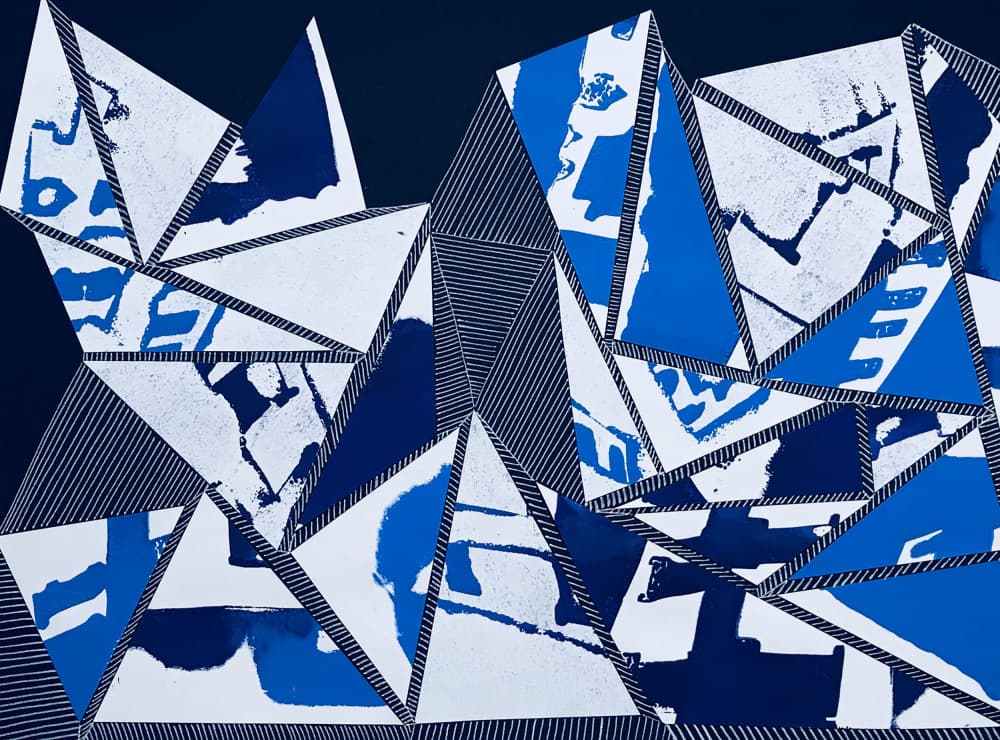 Abstract Blue Geometric Pattern by kellymariesmith — canvas wall art