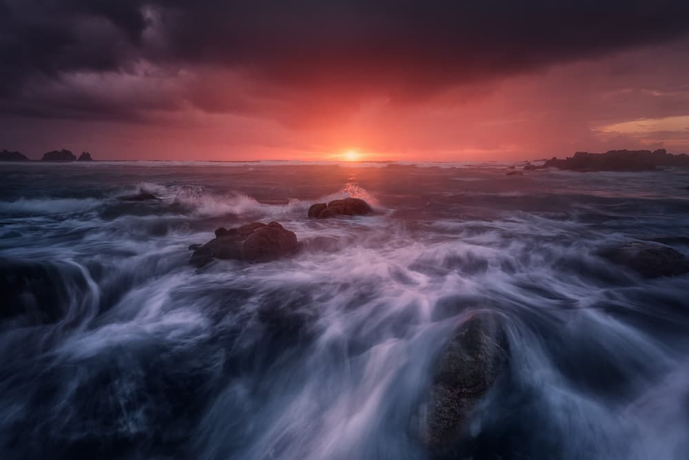 Dramatic Ocean Sunset by Carlos F. Turienzo — canvas wall art