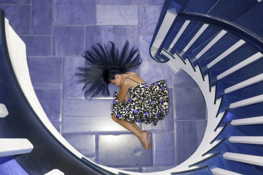 Dreaming on Blue Stairs by Hans Repelnig — canvas wall art