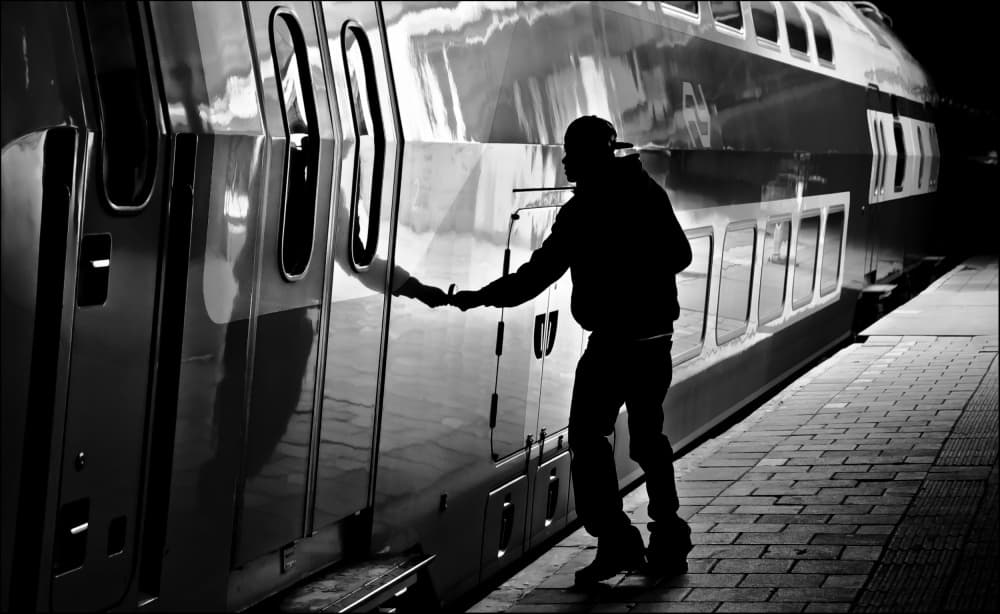 Night Train Silhouette by Gilbert Claes — canvas wall art