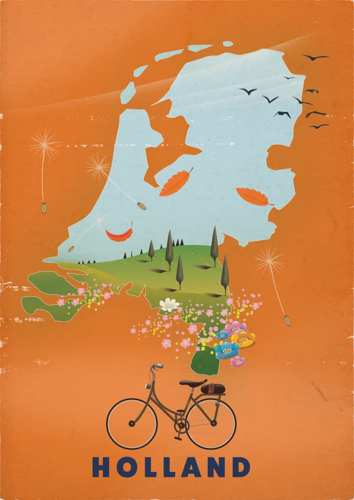 Holland Cycling Landscape by Nicholas — canvas wall art