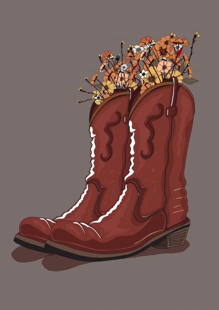 Floral Cowboy Boots by Nicholas — canvas wall art