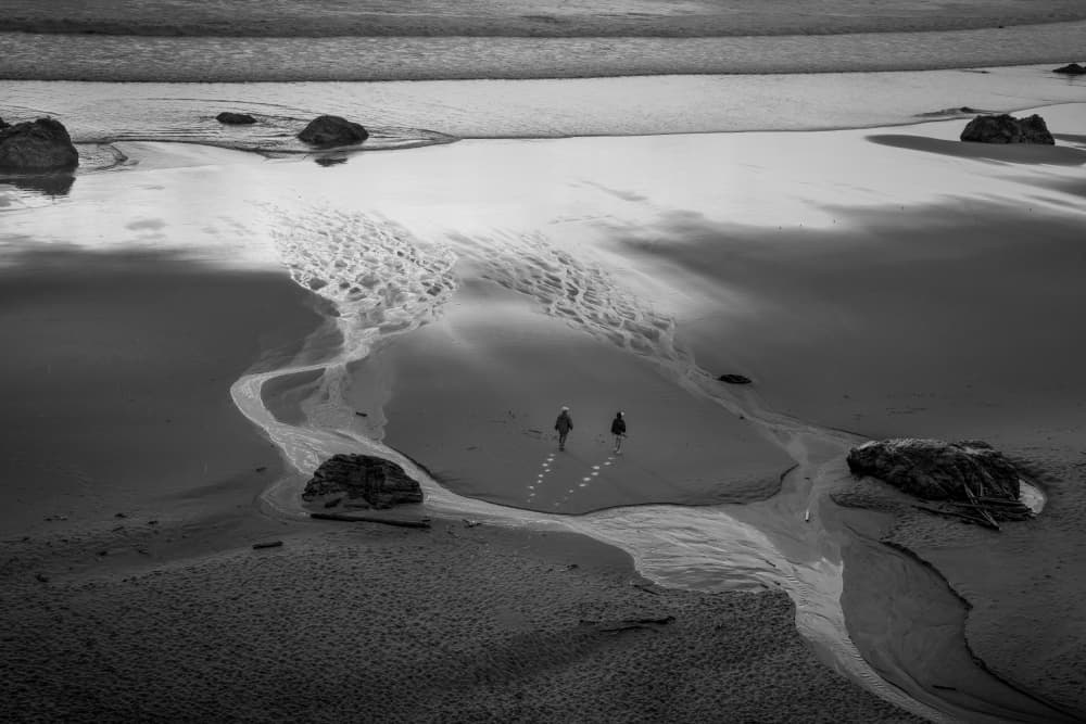 Serene Beach Walk by Raymond Ren Rong Liu — canvas wall art