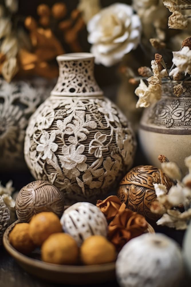 Ornate Floral Vessels by Treechild — canvas wall art