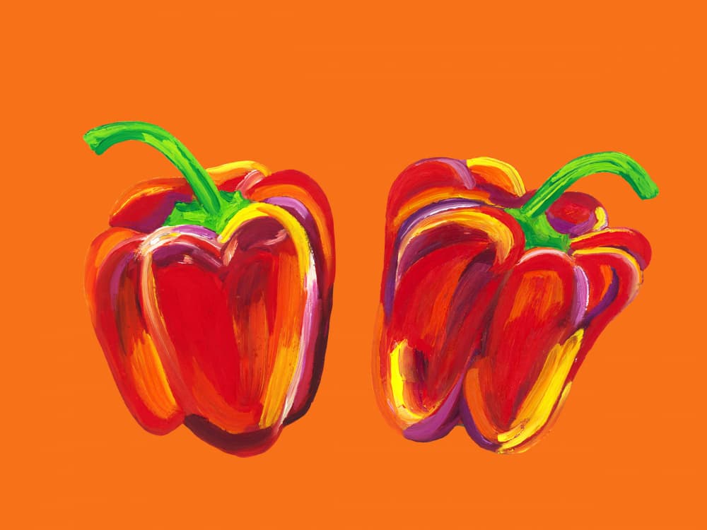 Vibrant Red Peppers by Alice Straker — canvas wall art