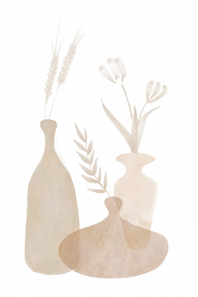 Soft Neutral Vases by Melloi Art Prints — canvas wall art