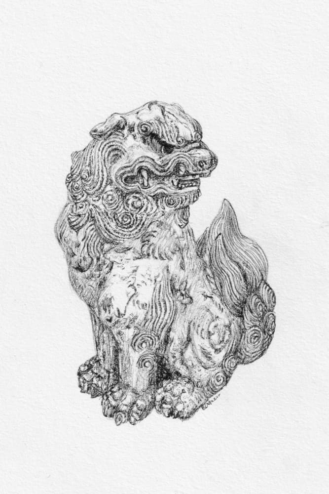 Mythical Foo Dog Sculpture by EC Mazur — canvas wall art