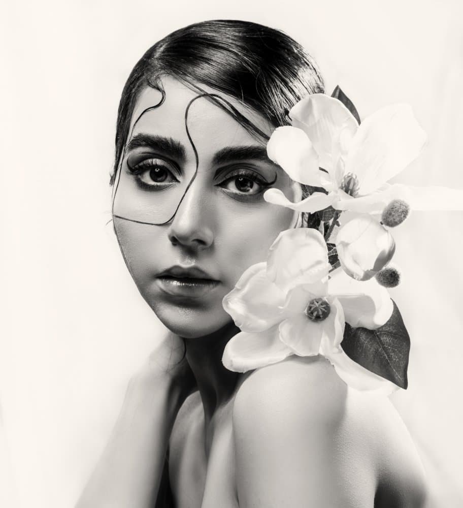 Elegant Lines and Magnolia by سمیه عباسی — canvas wall art
