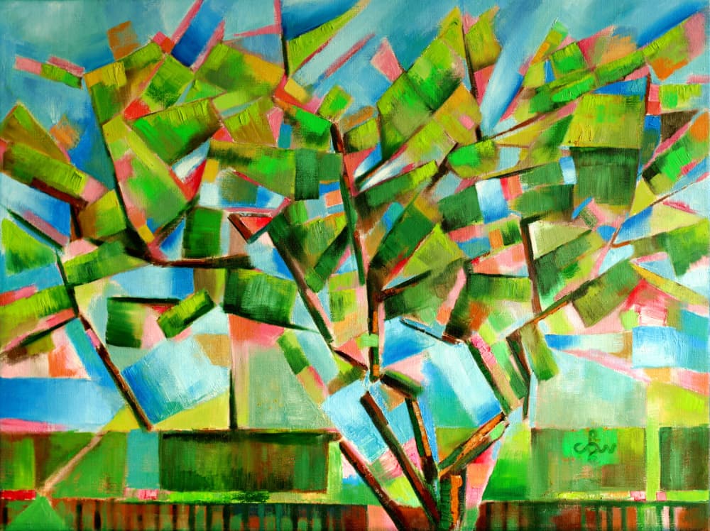 Vibrant Abstract Tree by Corné Akkers — canvas wall art