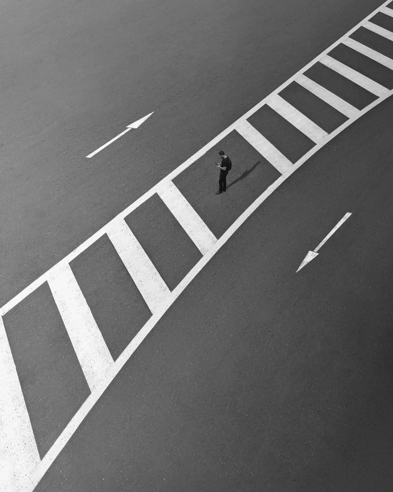 Lone Figure Road Lines by alizolghadri93 — canvas wall art