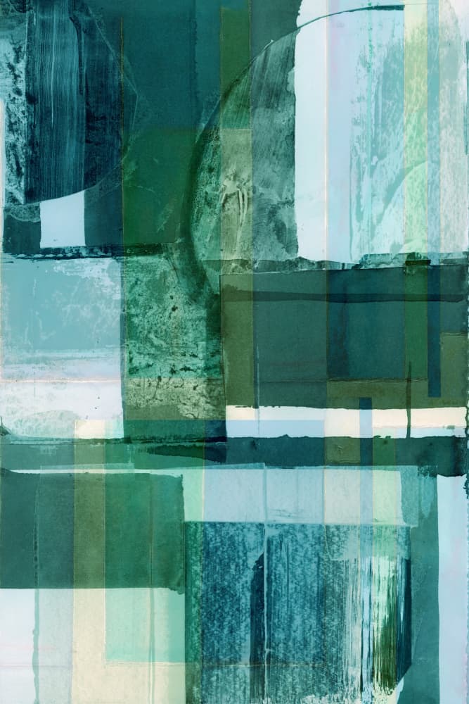 Layered Green Blue Abstract by cartissi — canvas wall art