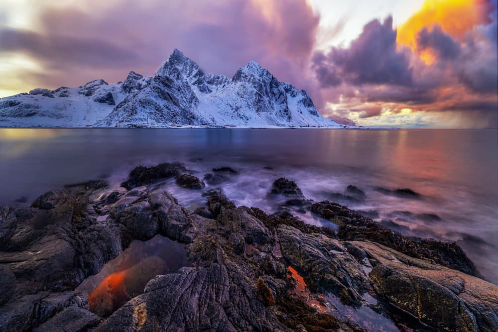 Coastal Mountain Glow by Hongyu Chen — canvas wall art