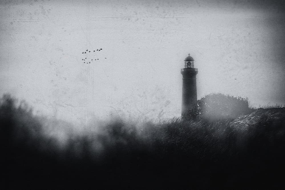 Dark Misty Lighthouse by Marcus Hennen — canvas wall art