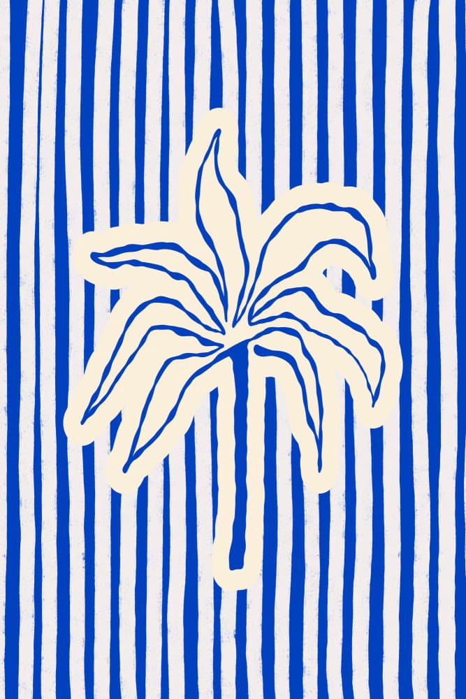 Blue Striped Palm by Treechild — canvas wall art