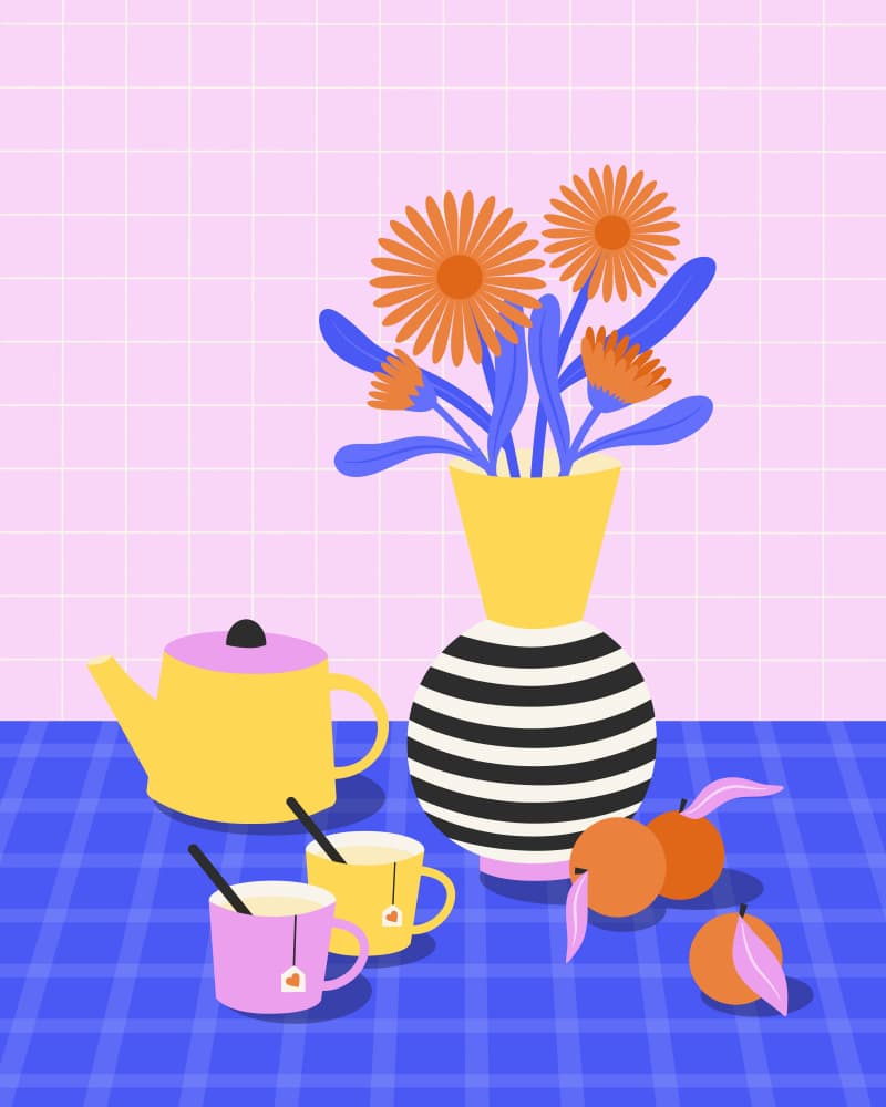 Modern Floral Tea Party by Artprink — canvas wall art