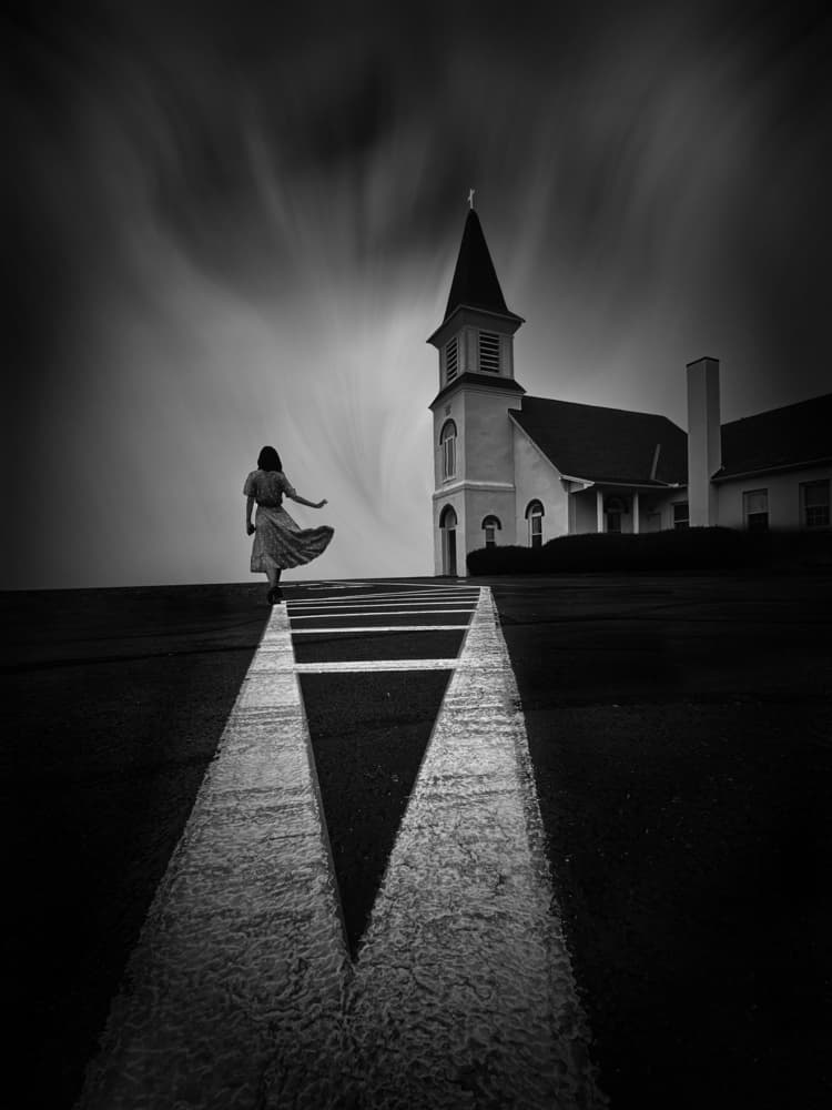 Solitary Walk To Church by Rob Li — canvas wall art