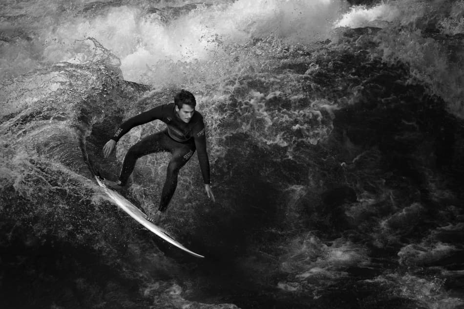 Powerful Wave Surfing by Christoph Hessel — canvas wall art