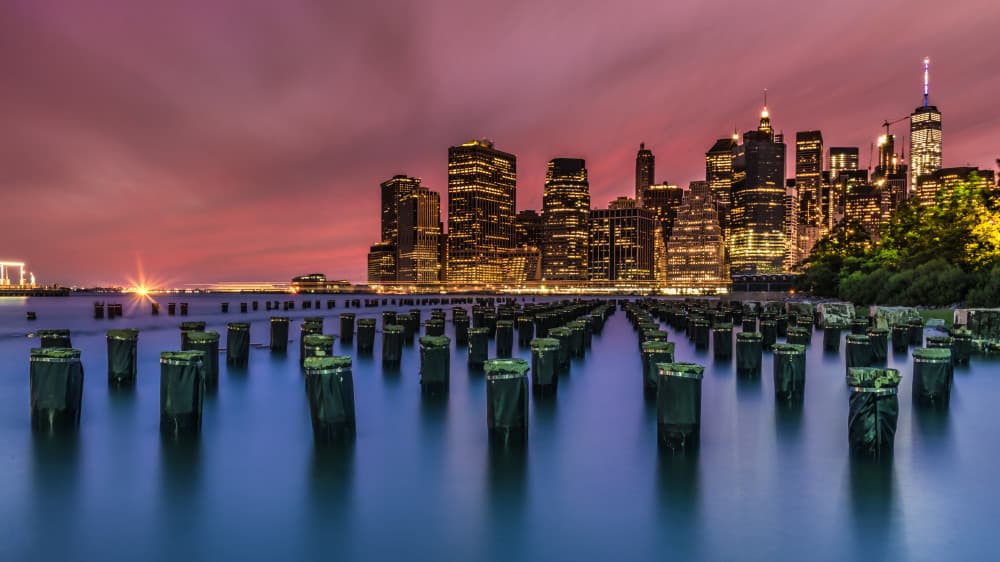 New York City Twilight Pier by Emil abu milad — canvas wall art