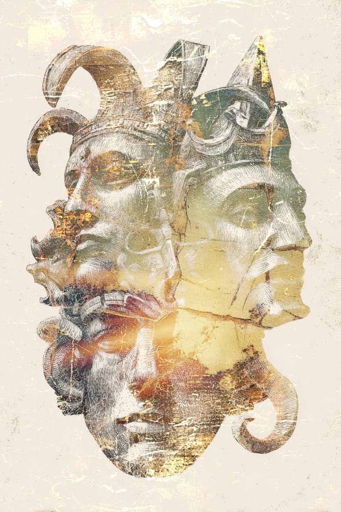 Mythic Layered Faces by Rafal Kulik — canvas wall art