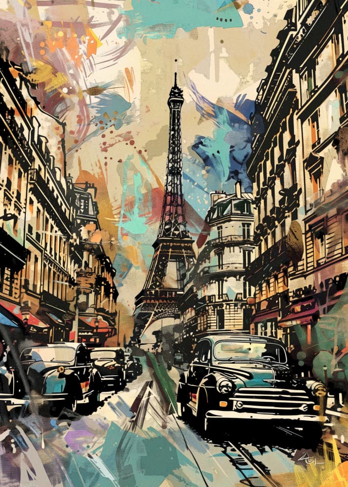 Vibrant Paris Street View by Andreas Magnusson — canvas wall art