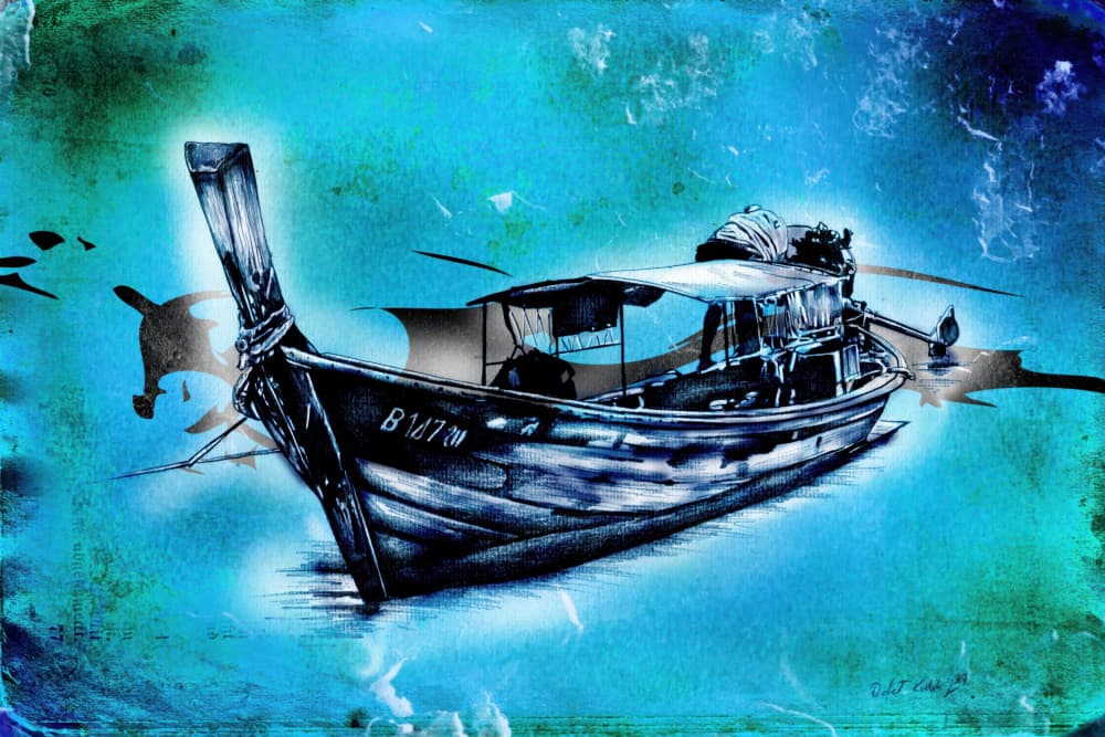 Longtail Boat Blue Waters by Rafal Kulik — canvas wall art