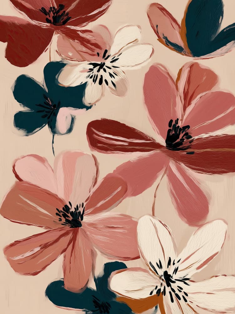 Earthy Abstract Blooms by Nadjaa — canvas wall art