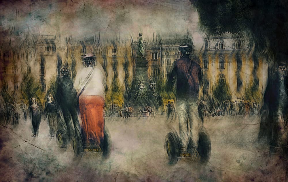 Urban Segway Explorers by Jan van der Linden — canvas wall art
