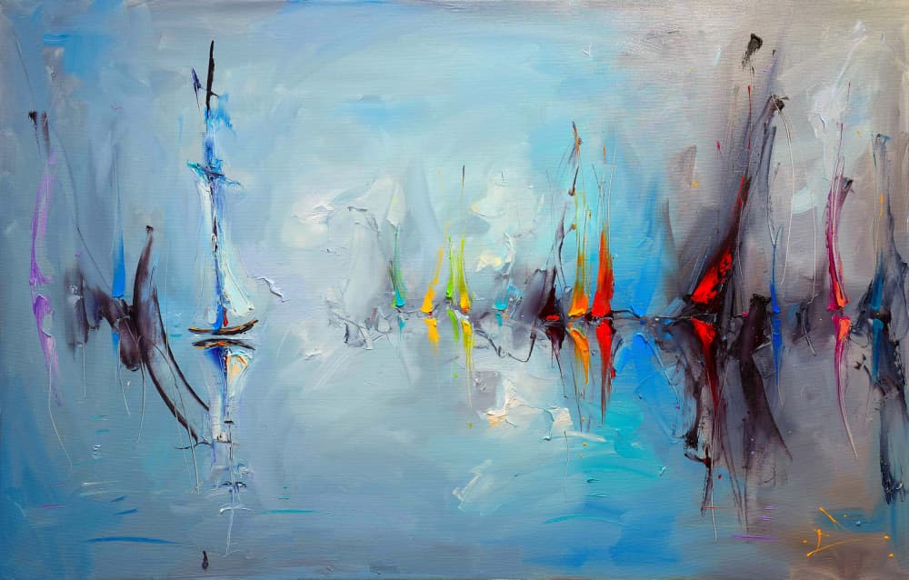 Abstract Boats Reflections by Stanislav Lazarov — canvas wall art