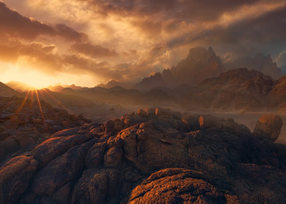 Golden Desert Sunset by Anas AlSubhi — canvas wall art