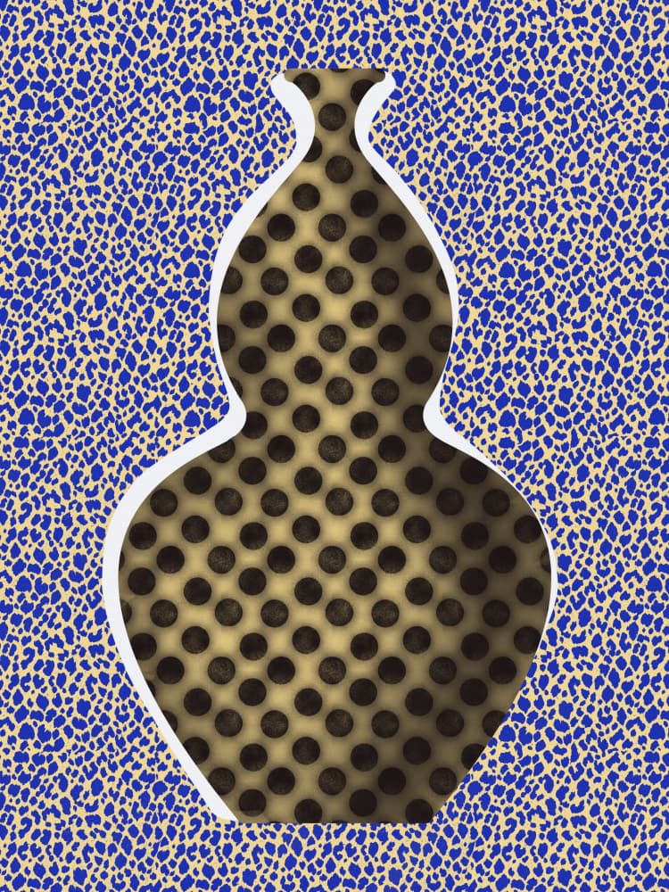 Blue Gourd Polka Dots by Little Dean — canvas wall art