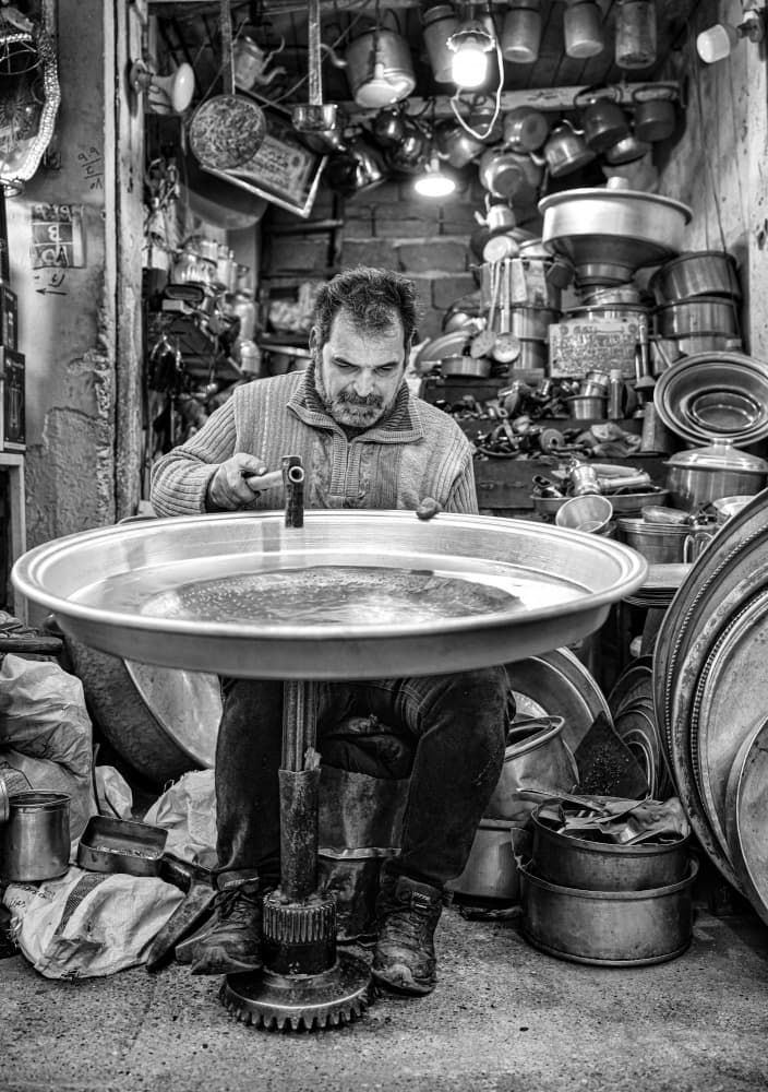 Artisan's Copper Workshop by Bashar Alsofey — canvas wall art