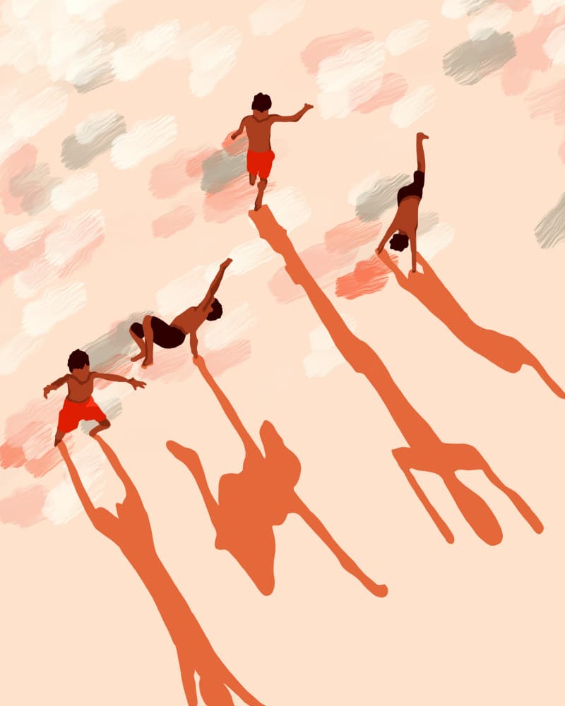 Children's Playful Shadows by Uma Gokhale — canvas wall art