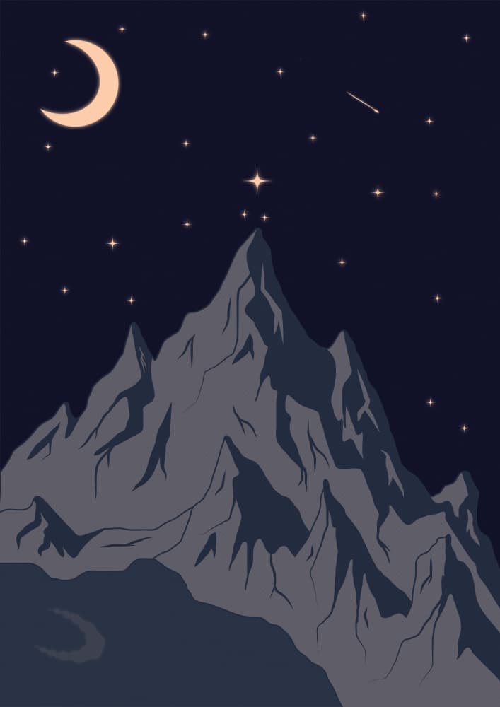 Starry Mountain Night by Omar ELMOUDDEN — canvas wall art