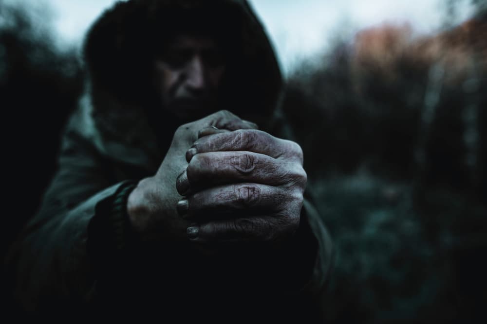 Man's Pensive Hands by Koki Jovanovic — canvas wall art
