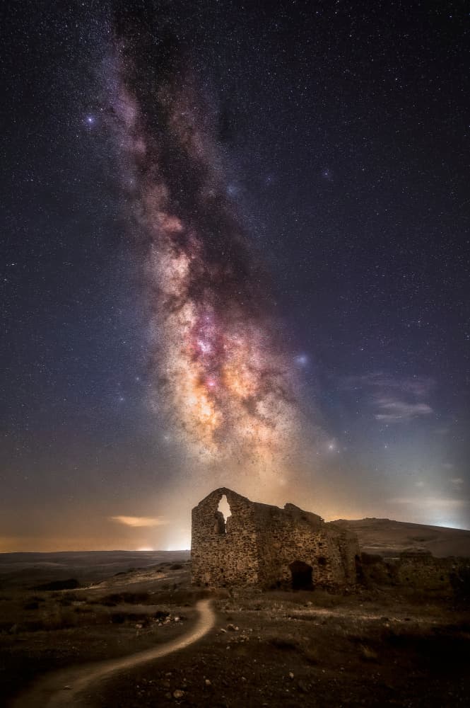 Milky Way Over Ruins by Juan Luis Seco — canvas wall art