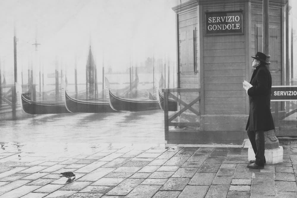 Rainy Venice Gondolas by Roswitha Schleicher-Schwarz — canvas wall art