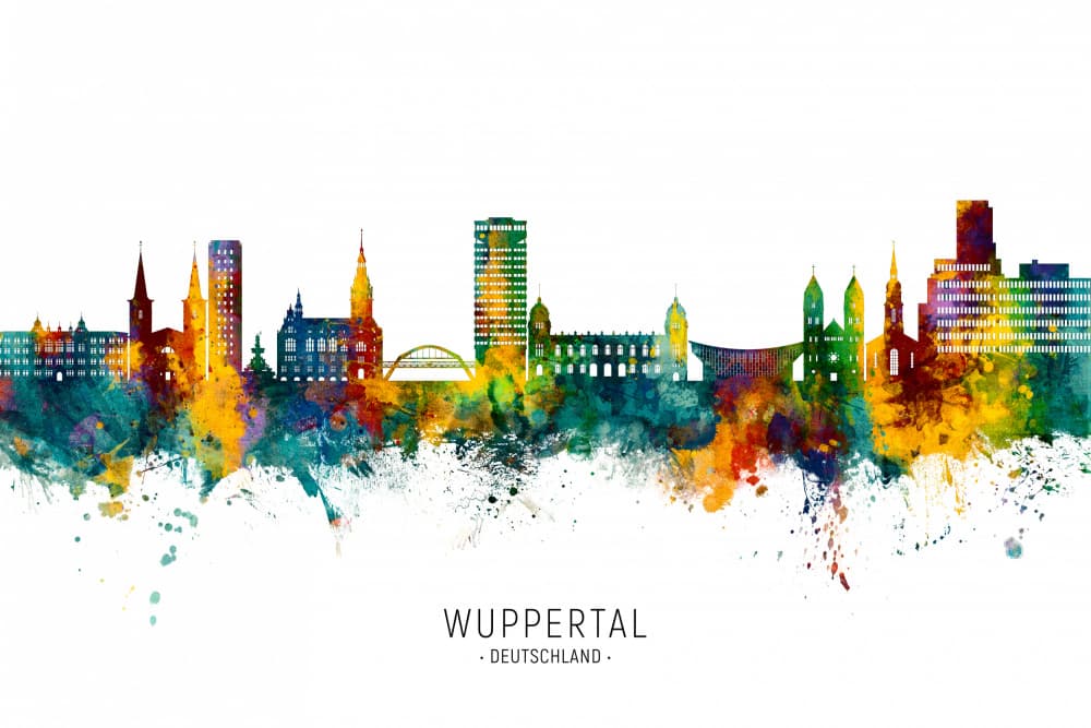 Vibrant Wuppertal Cityscape by Michael Tompsett — canvas wall art