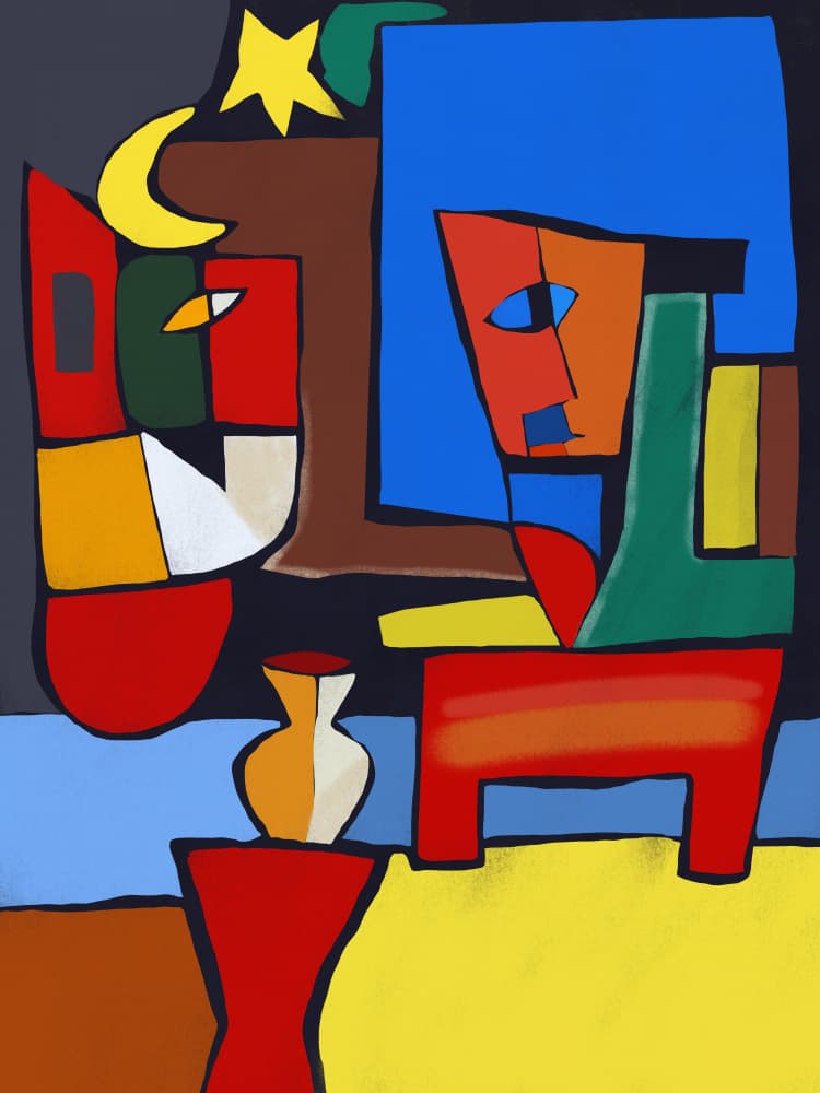 Abstract Faces Still Life by Little Dean — canvas wall art