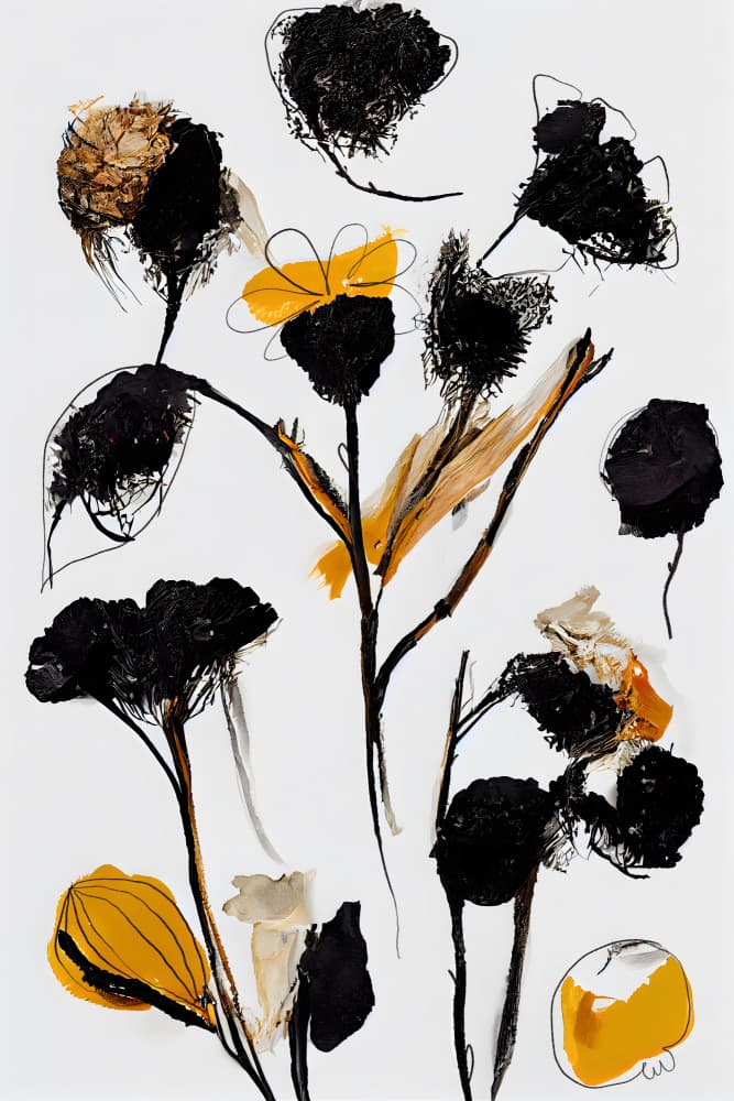 Black Dry Flowers by Treechild — canvas wall art