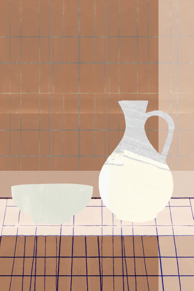 Pitcher and Bowl Still Life by casa cartissi — canvas wall art
